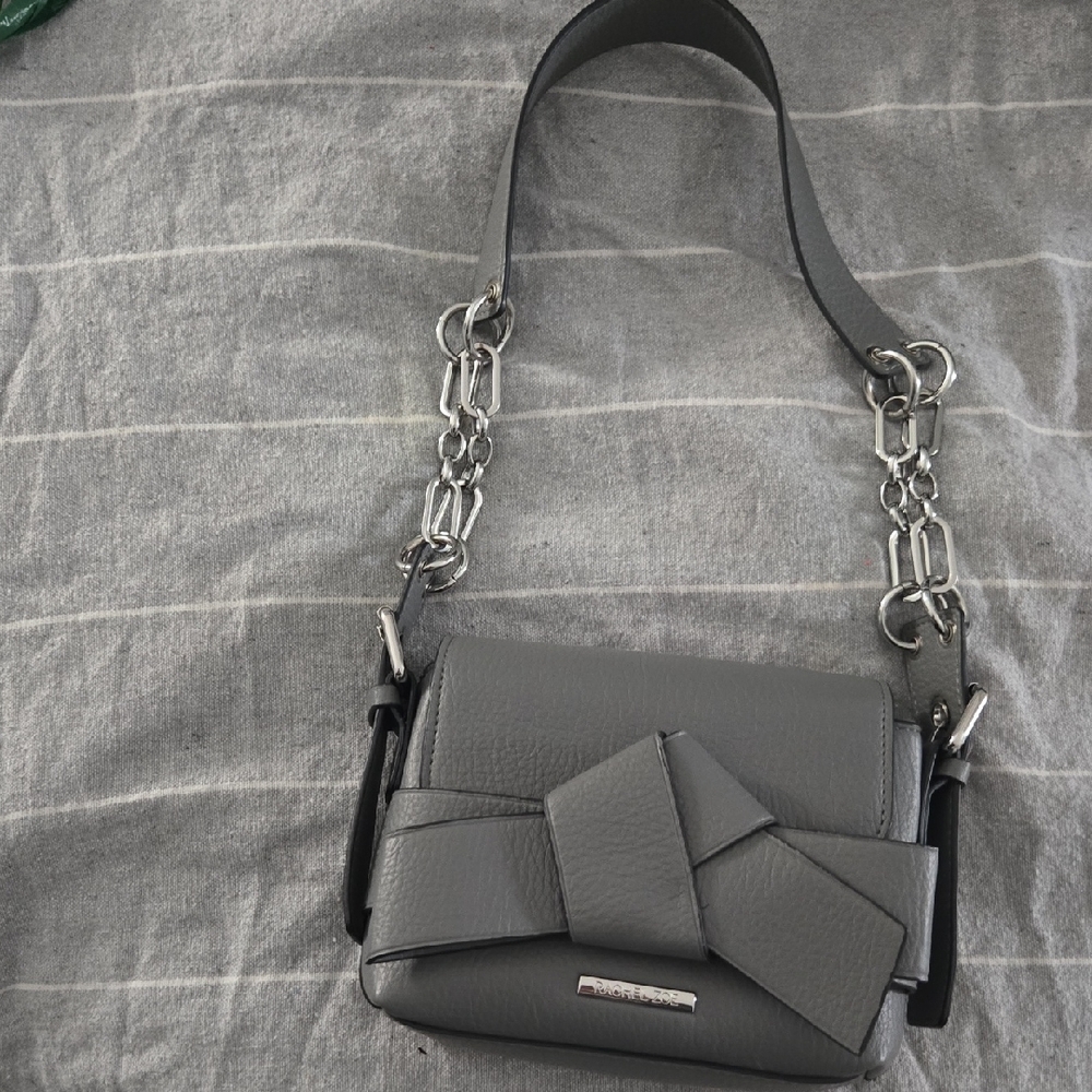 Rachel Zoe Faux Leather Shoulder Bag with Knot Detail and Silver Chain